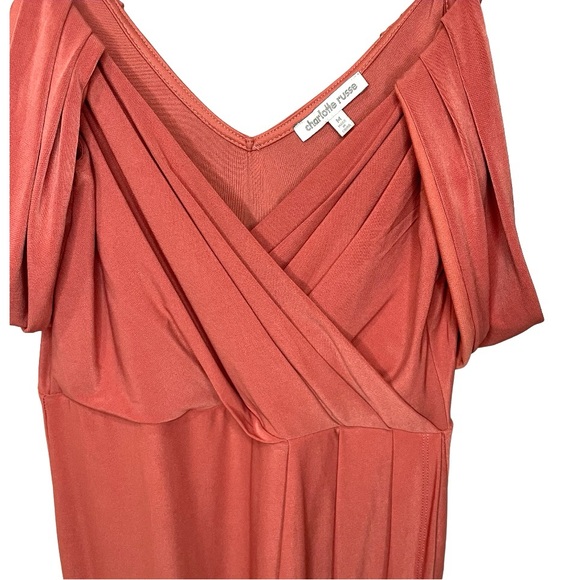 Charlotte Russe Salmon Off The Shoulder Y2K Bodycon Midi Dress SZ M EUC - Picture 6 of 10